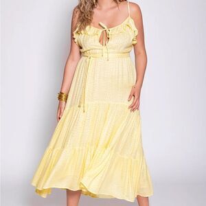 NWT “Sundress” Rudy Saint Barth Sunshine yellow Sequinned maxi dress Sz